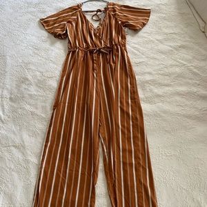 Hint of Blush Wide Leg Jumpsuit - Size XL